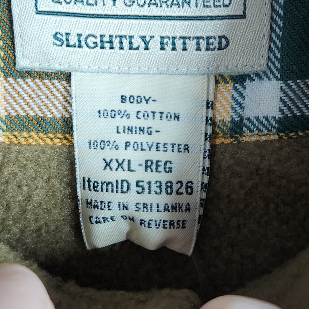 LL Bean Fleece Lined Flannel Shirt Mens XXL Allspice Plaid Snap Front Fitted NEW - Picture 4 of 10